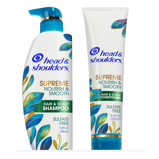 Head & Shoulders Supreme Anti-Dandruff Shampoo & Conditioner Set, Sulfate-Free with Argan & Jojoba Oil, Nourishes Dry Scalp & Smooths Hair, Color-Safe