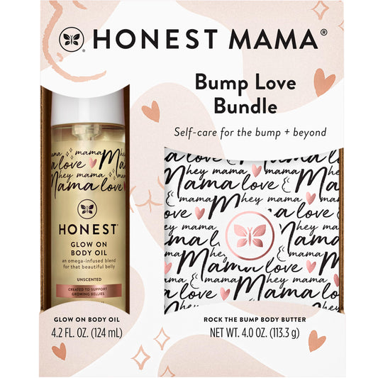 The Honest Company Honest Mama Body and Belly Bump Love Bundle Moisturizing Plant Based Oil and Stretch Mark Butter Cream