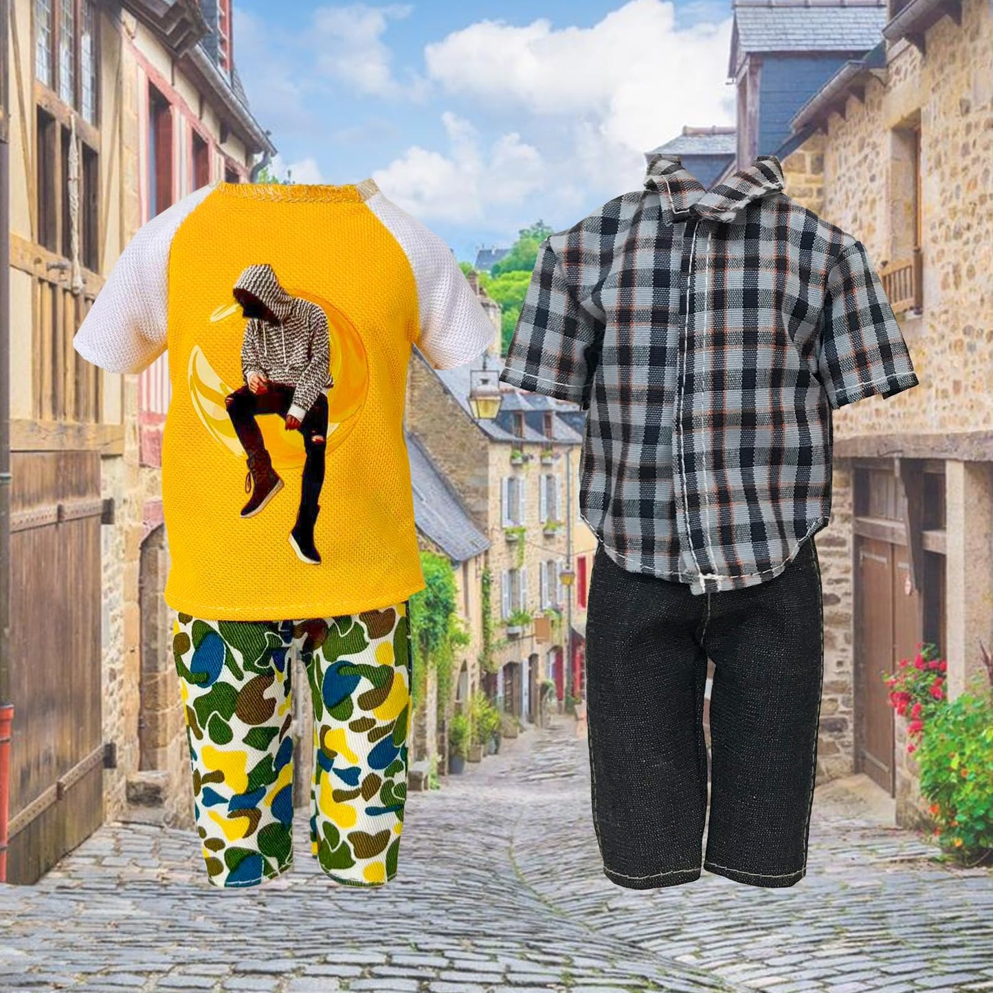 13 Pieces Doll Clothes and Accories for 11.5 Inch Boy Doll Outfit, Random 5 Tops, 5 Pants, 2 Pairs of Shoes, One Pair of Swimming Trunks