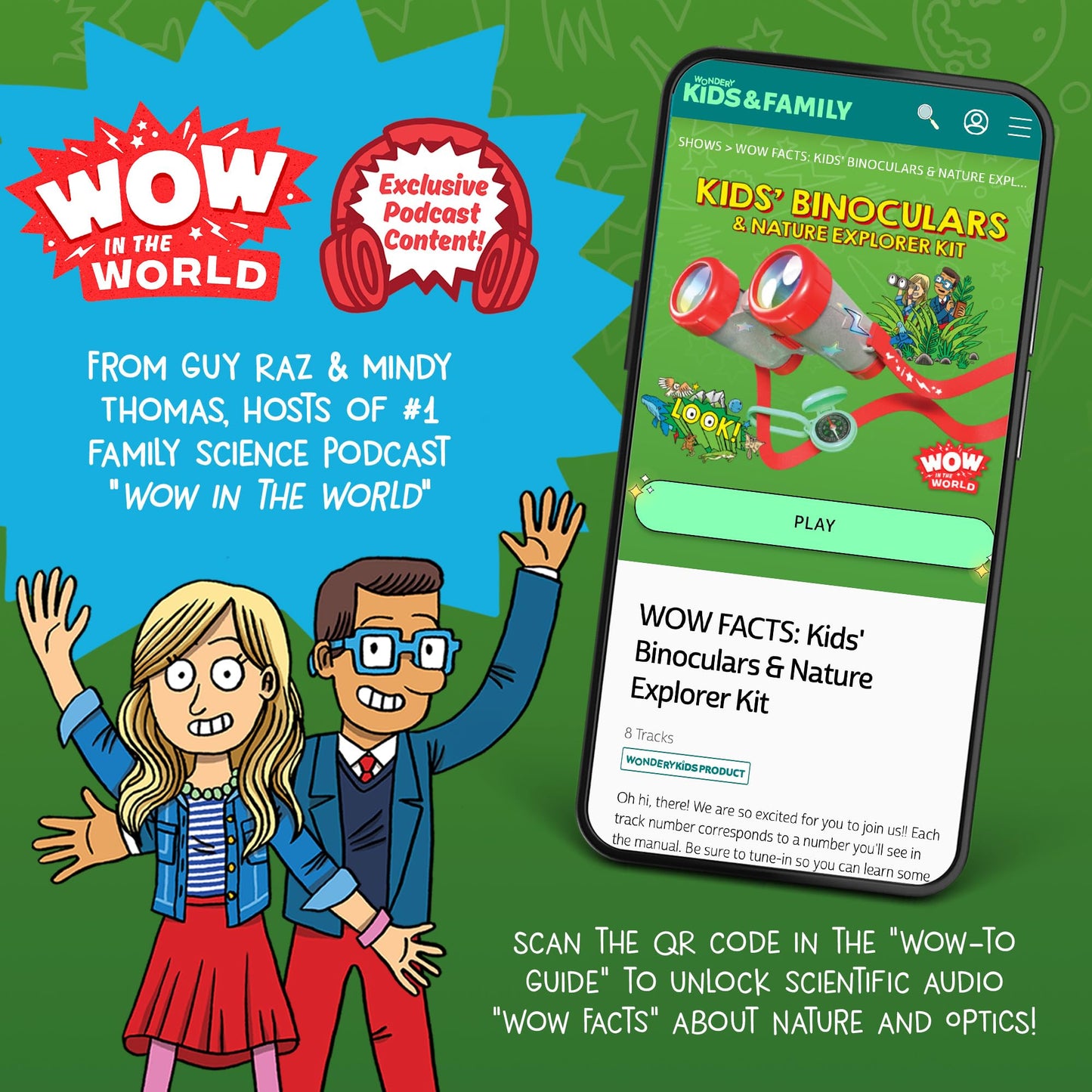 Wow in The World Kids’ Binoculars & Nature Explorer Kit – STEM Toy with Scavenger Hunt, Specimen Box, Audio Content & Bonus Tools, Ages 4+