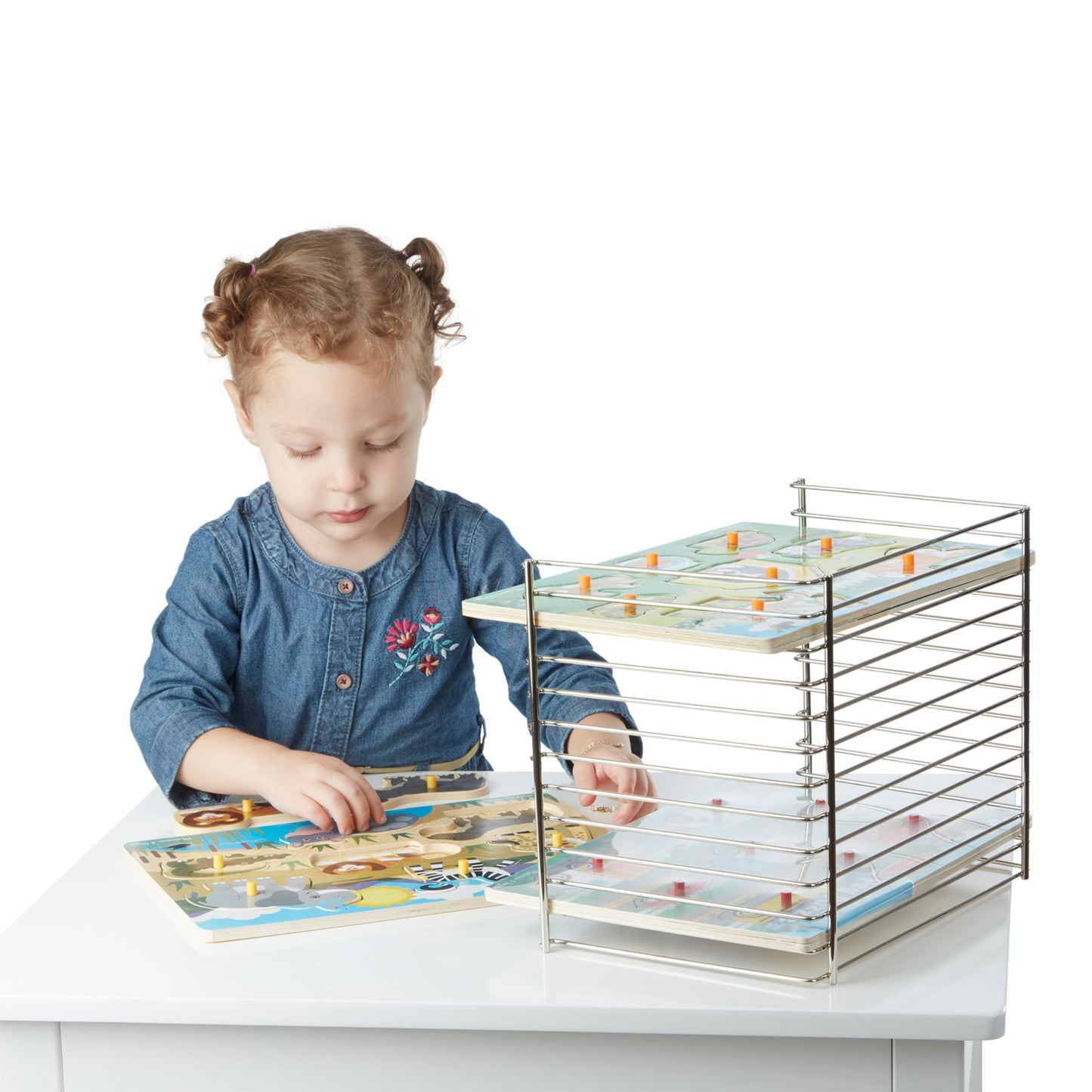 Melissa & Doug Puzzle Storage Rack - Wire Rack Holds 12 Puzzles