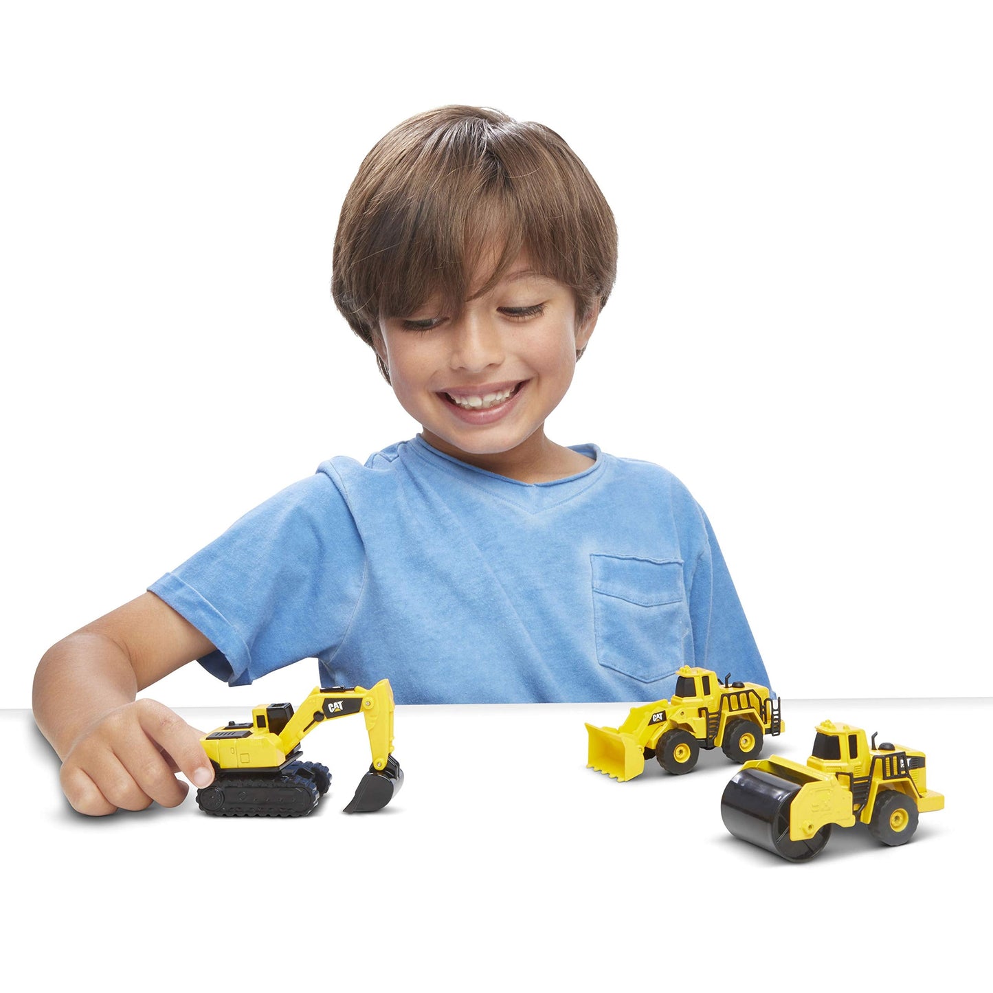 CAT Construction Toys CAT Construction Die Cast Metal 3 Pack Vehicles - Steam Roller/Excavator/Wheel Loader for Ages 3+