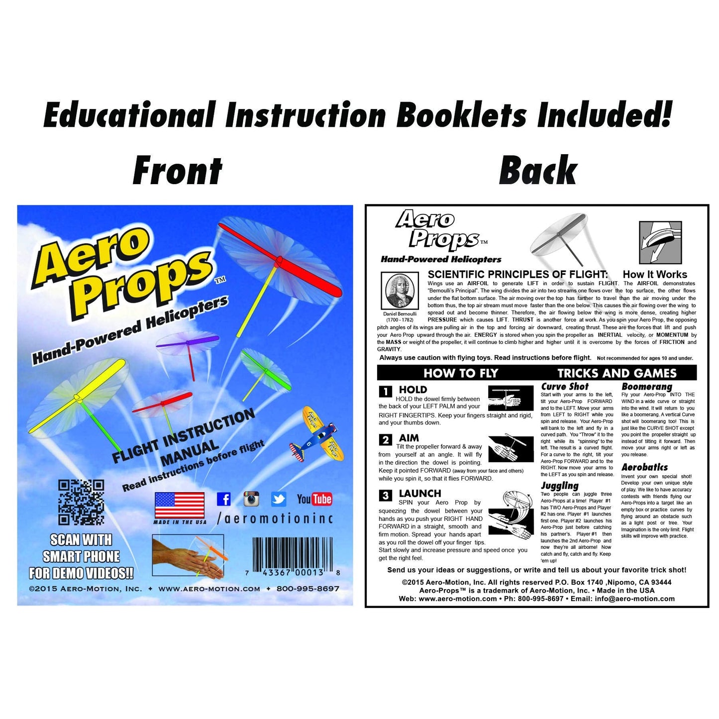 The Original Aero Props 10-Pack - Flying Helicopter Hand Spinner STEM Toy, Plastic Dragonfly Whirlybird, Made in USA, Multi-Color Fun for All Ages