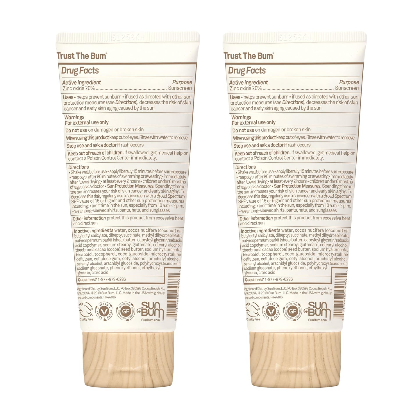 Baby Bum Mineral Sunscreen SPF 50 for Face & Body, Fragrance-Free, Sensitive Skin Safe, Travel Size 3oz, Pack of 2