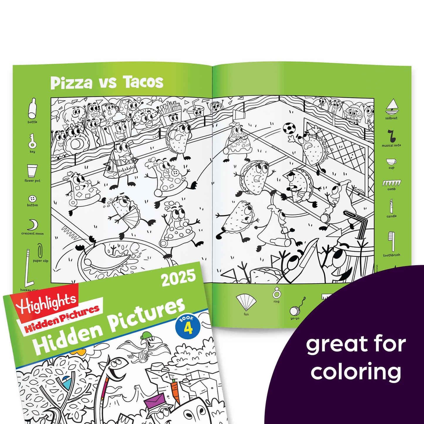 Highlights Hidden Pictures 2025 4-Book Activity Set for Kids Ages 6+ - Travel-Friendly Screen-Free Seek & Find Coloring Books