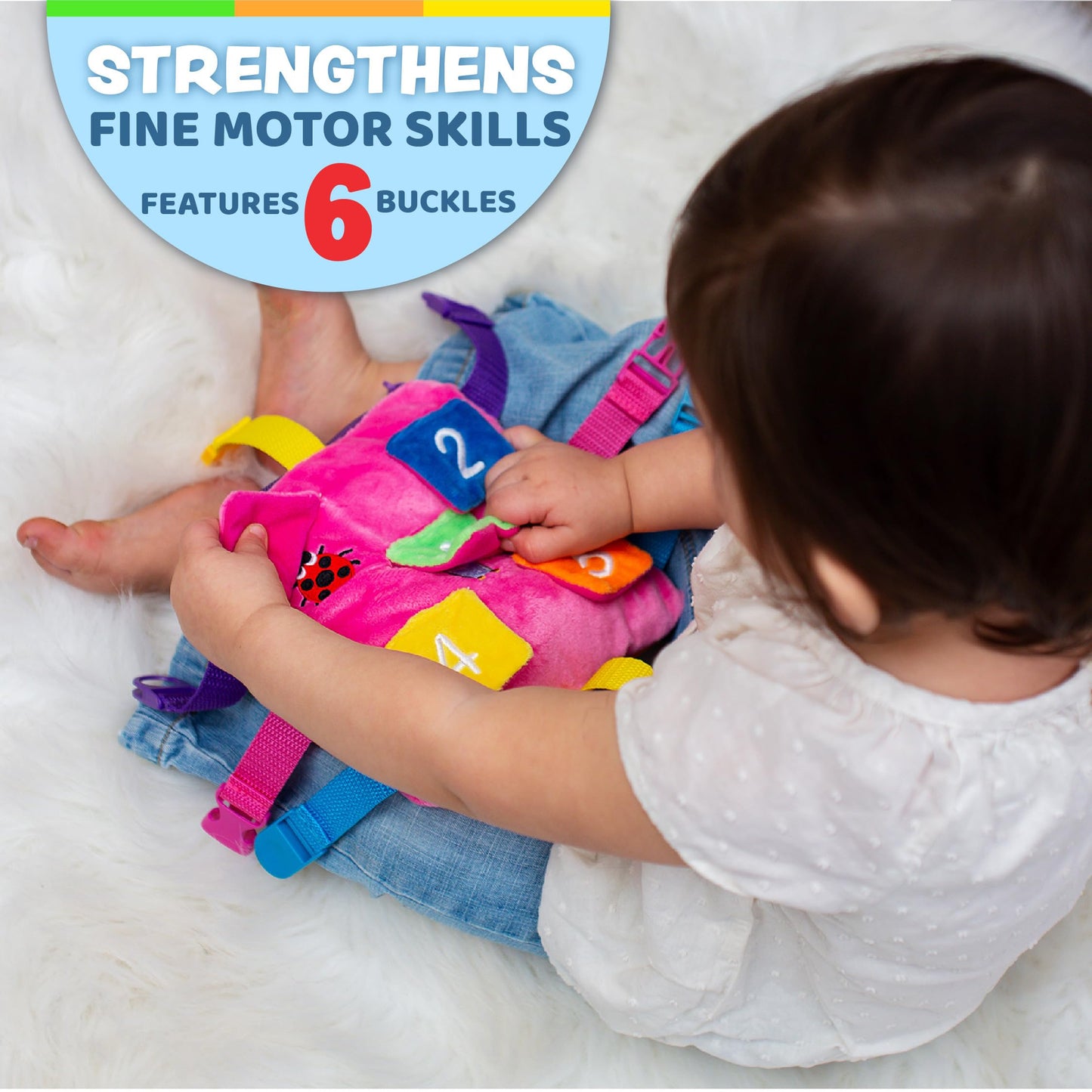 Buckle Toys - Bella Square - Learning Activity Game - Develop Motor Skills and Problem Solving - Travel Essential for Toddlers 1-3