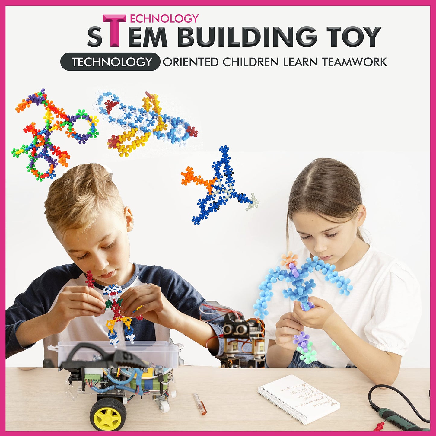 Curious 2 Learn 300-Pc Building Blocks Set – STEM Educational Toys, Interlocking Discs for Boys 4-5, Birthday Gift for Creativity