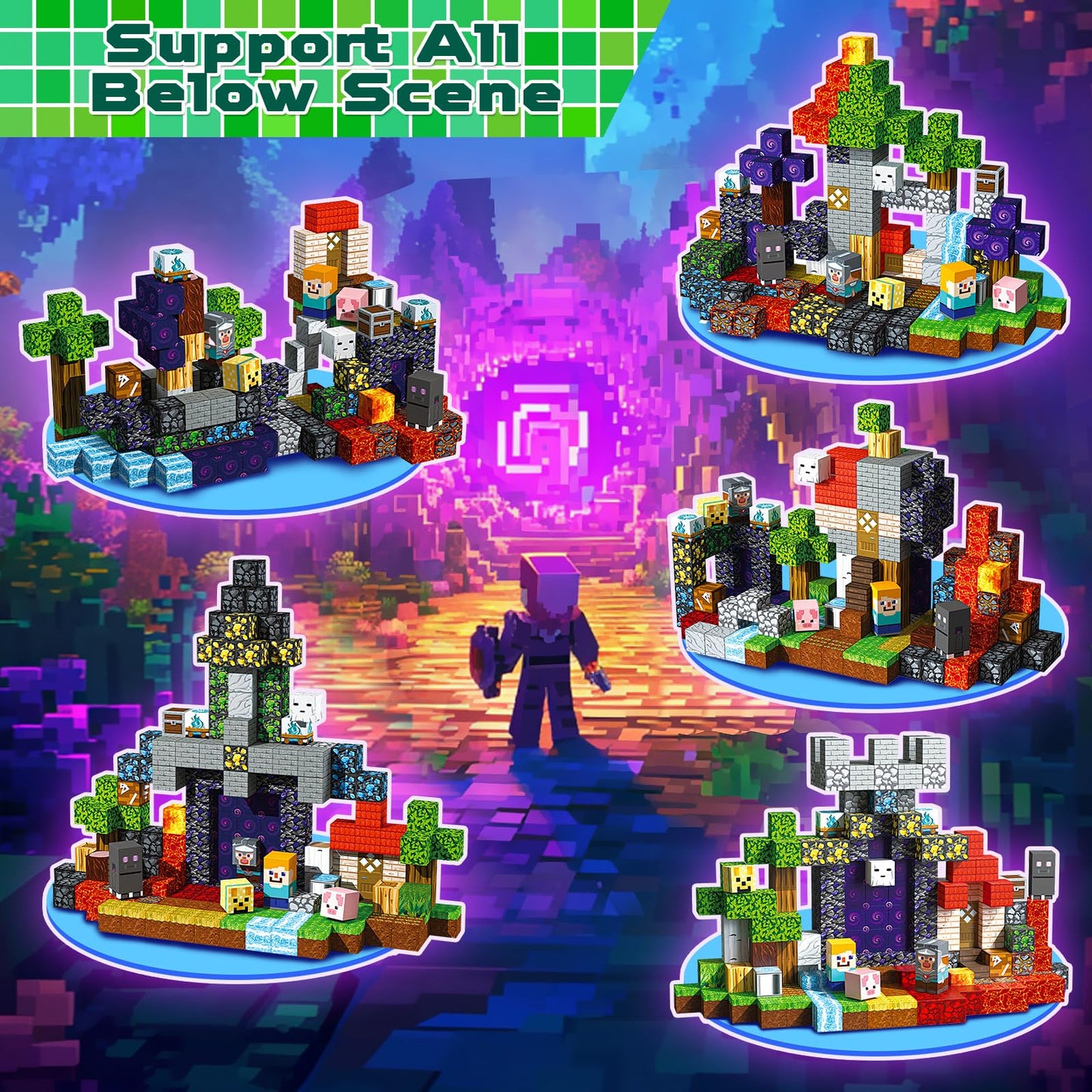 Magneverse 200 PCS 0.8" Magnetic Blocks - STEM Magnet Toys for Kids, Building Cubes, Stacking Magnets, Birthday Gift, Age 3+, Portal Theme