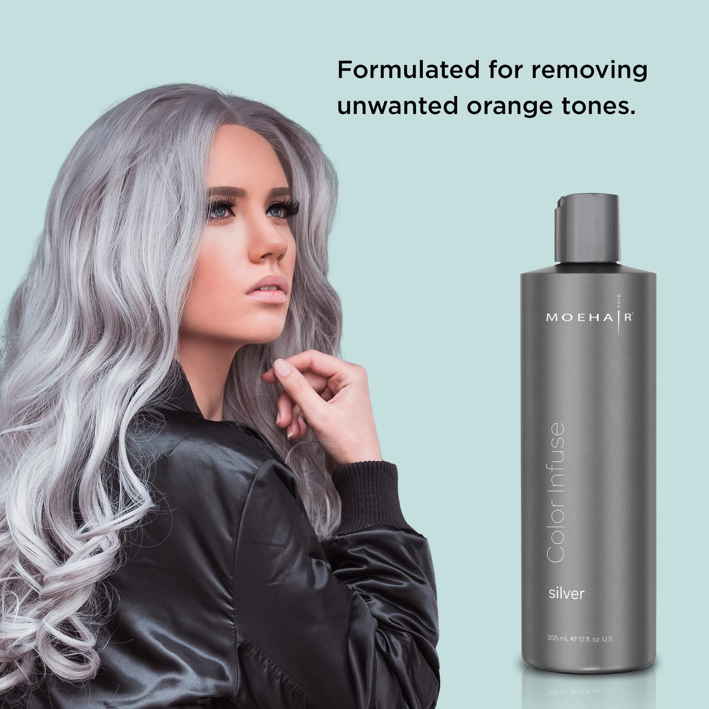 MOEHAIR Color Infuse Silver Toner – Purple Toner for Silver, Gray & White Hair, Neutralizes Brassiness, Salon-Grade, Sulfate & Paraben-Free, 12 Fl Oz