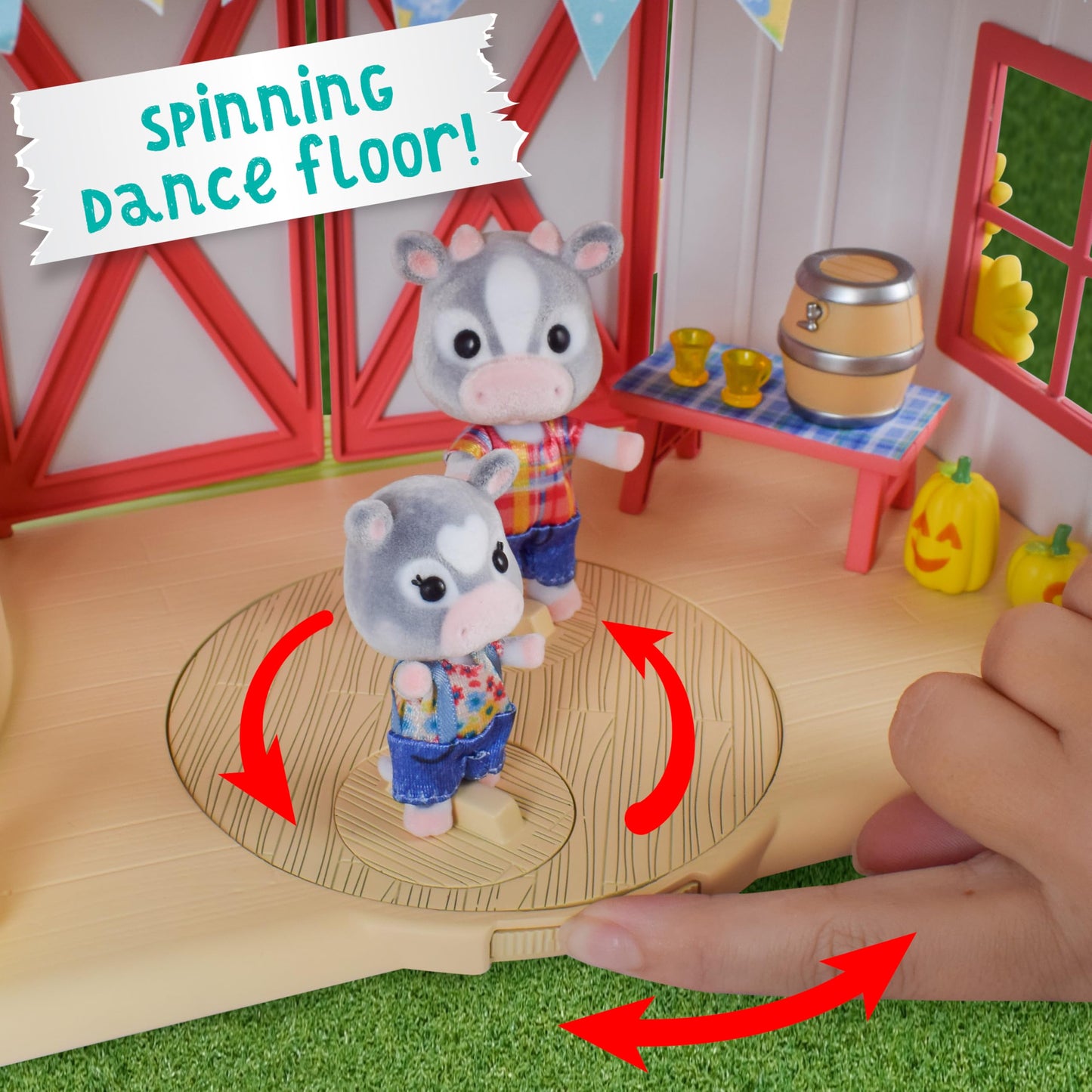 Honey Bee Acres Harvest Festival 62 Piece Miniature Dollhouse Playset with Flocked Animal Figures & Accessories, Imaginative Farm Play