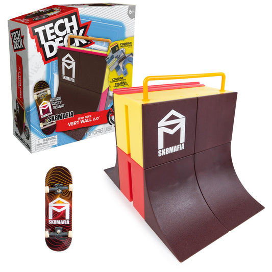 TECH DECK Vert Wall 2.0 X-Connect Park Creator Ramp Set with Exclusive Fingerboard, Customizable & Buildable Toy for Kids 6+