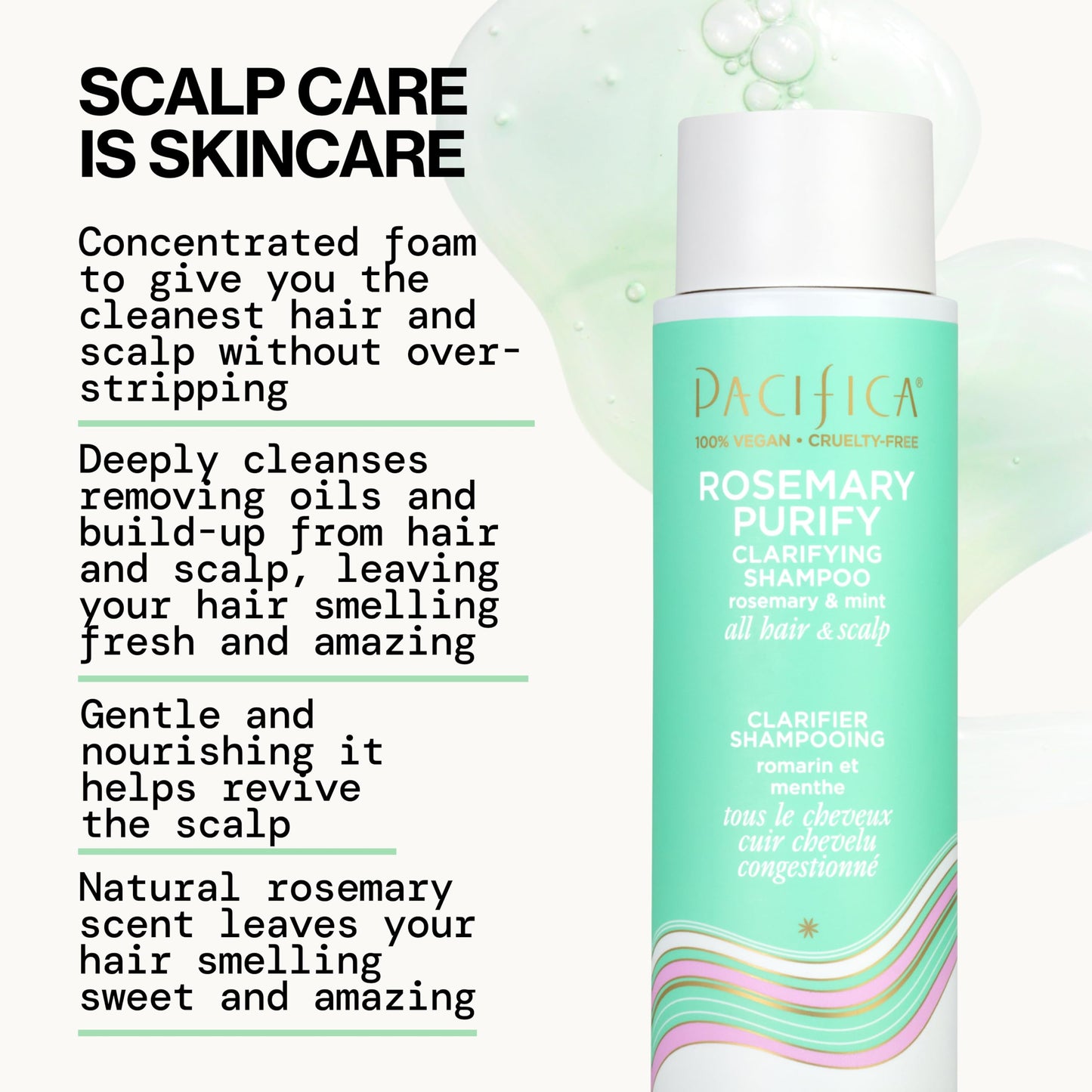 Pacifica Rosemary Purify Shampoo & Conditioner Set – Invigorating Mint Formula for Clarifying & Detox, Sulfate-Free, Vegan, 12oz & 8oz (2 Pc)