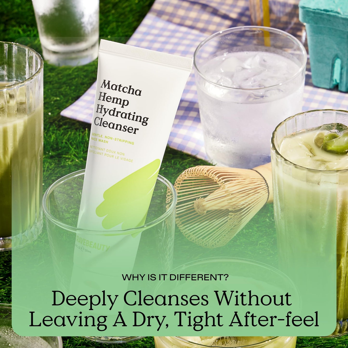 KraveBeauty Matcha Hemp Hydrating Cleanser – Gentle Daily Face Wash with Matcha & Hemp Seed Oil, Vegan, Cruelty-Free, 4.05 fl oz