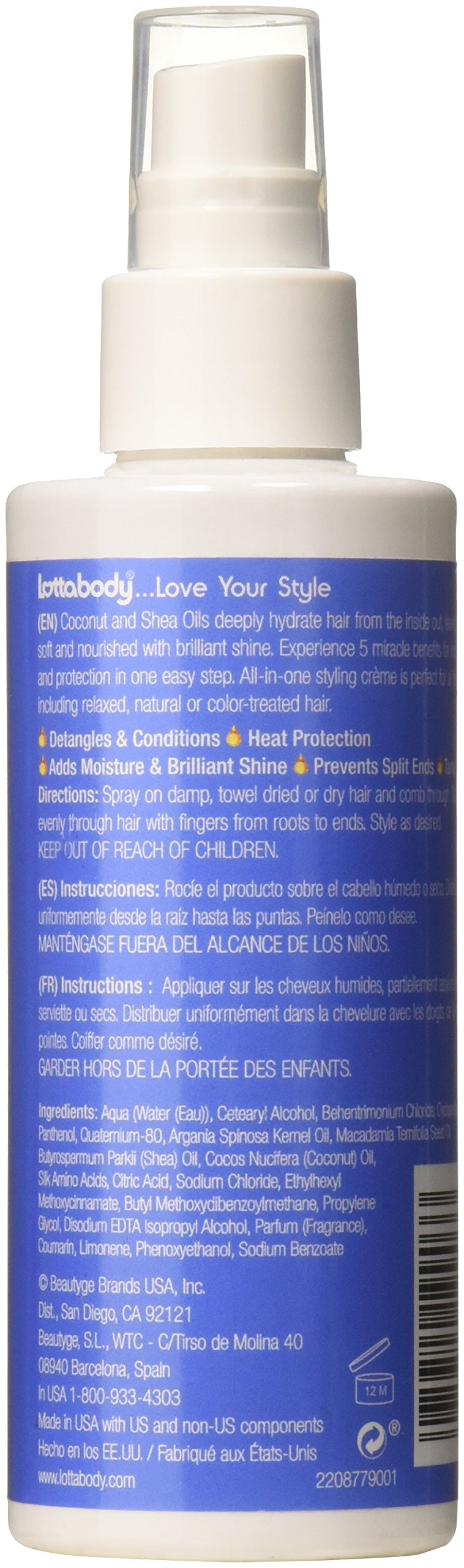 Lotta Body, Love Me 5 in 1 Miracle Creme, Heat Protection For a Moisture & Brilliant Hair, 5.1 Fl Oz