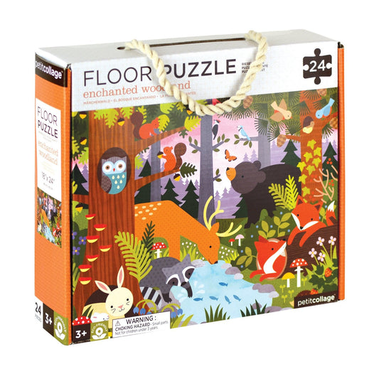 Petit Collage Enchanted Woodland Floor Puzzle – 24-Piece Large Puzzle for Kids, 18” x 24”, Educational Gift for Ages 3+