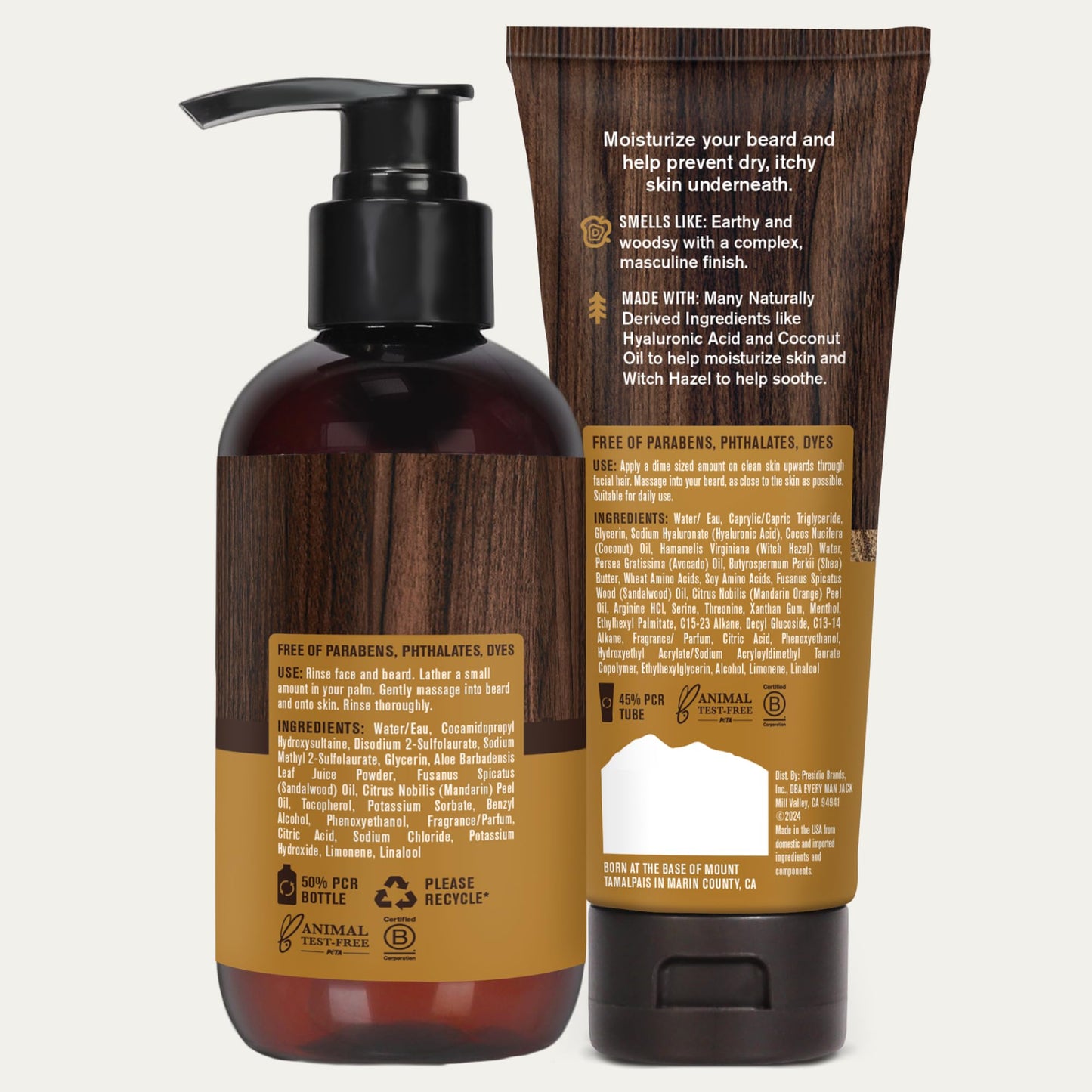 Every Man Jack Men's Beard + Face Wash & Lotion Set - Subtle Sandalwood Scent - Naturally Cleanse and Condition Your Beard & Skin