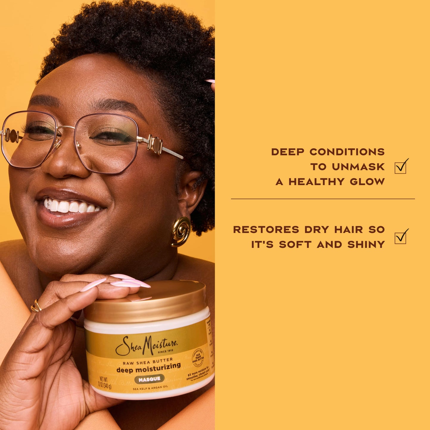 SheaMoisture Raw Shea Butter Deep Moisturizing Hair Masque 11.5 oz | Deep Conditioner for Curly Hair | Hydrating, Organic & Cruelty-Free