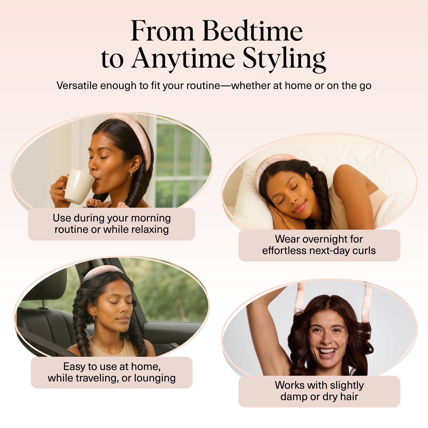 Kitsch Satin Heatless Curling Set - 34" No-Heat Hair Curler & 2 Satin Scrunchies - Overnight Frizz-Free Curls, No Damage, Sunset Tie Dye