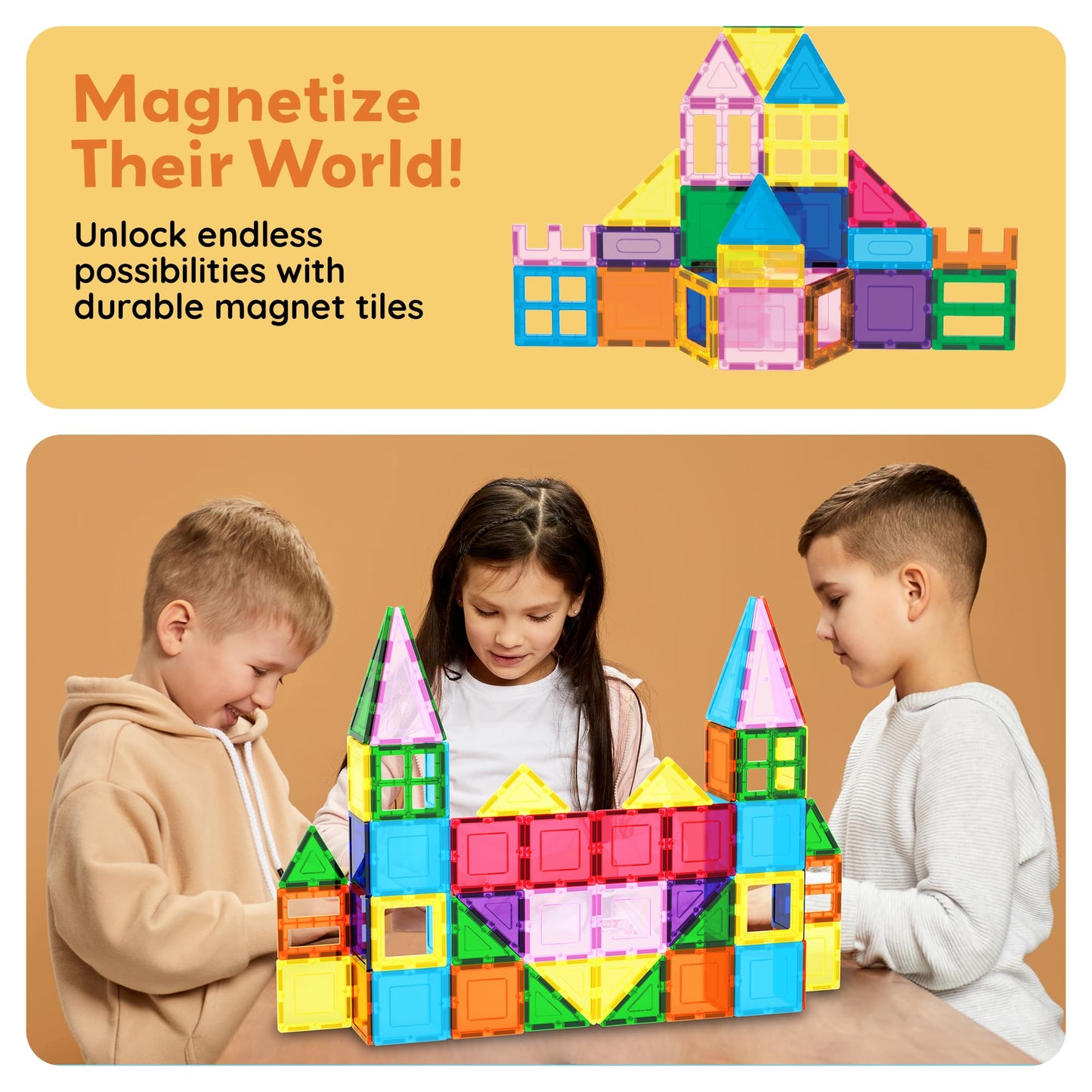 PicassoTiles 101-Piece Magnetic Building Blocks Set with Car & Carry Bag, STEM Toy for Toddlers & Kids Ages 3+, Educational Playset