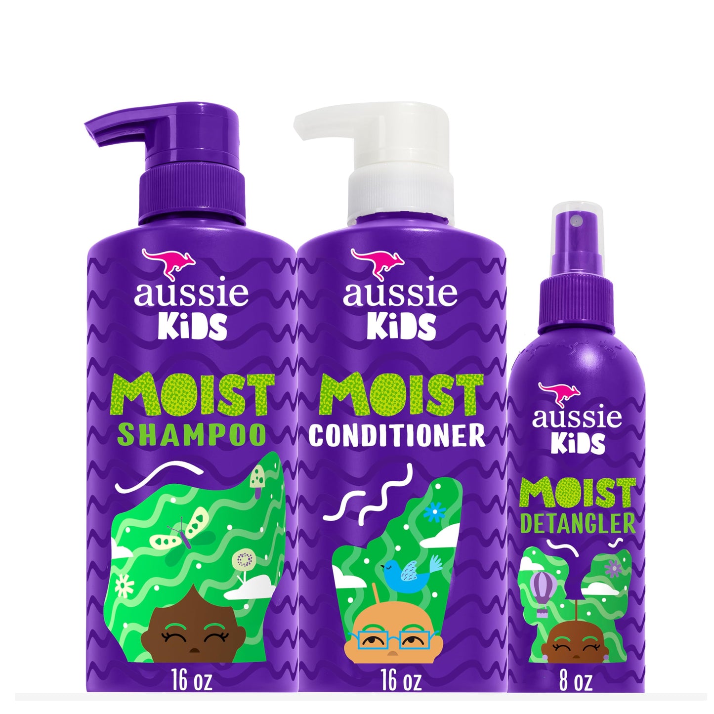 Aussie Kids Hair Care Bundle | Shampoo & Conditioner (16 Fl Oz Each) + Detangler Spray (8 Fl Oz) | Paraben, Sulfate & Dye Free, Tangle-Free Styling