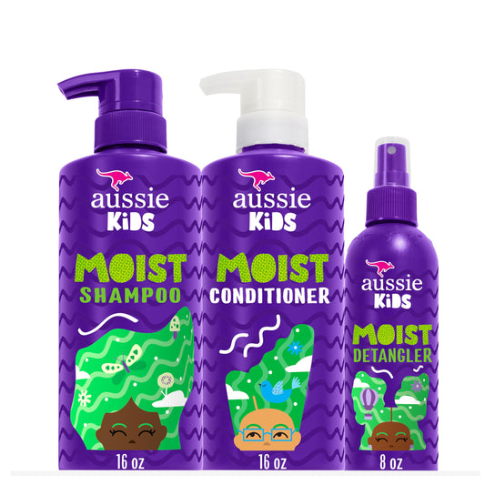 Aussie Kids Hair Care Bundle | Shampoo & Conditioner (16 Fl Oz Each) + Detangler Spray (8 Fl Oz) | Paraben, Sulfate & Dye Free, Tangle-Free Styling