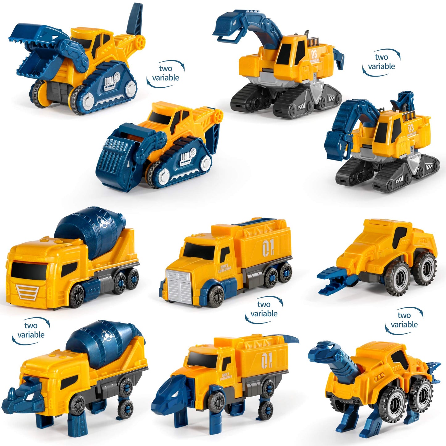 MIEBELY 5-in-1 Toddler Robot Construction Vehicles Set – 5 Transforming Magnetic Robots, Easy DIY Assembly, STEM Educational Toy for Kids
