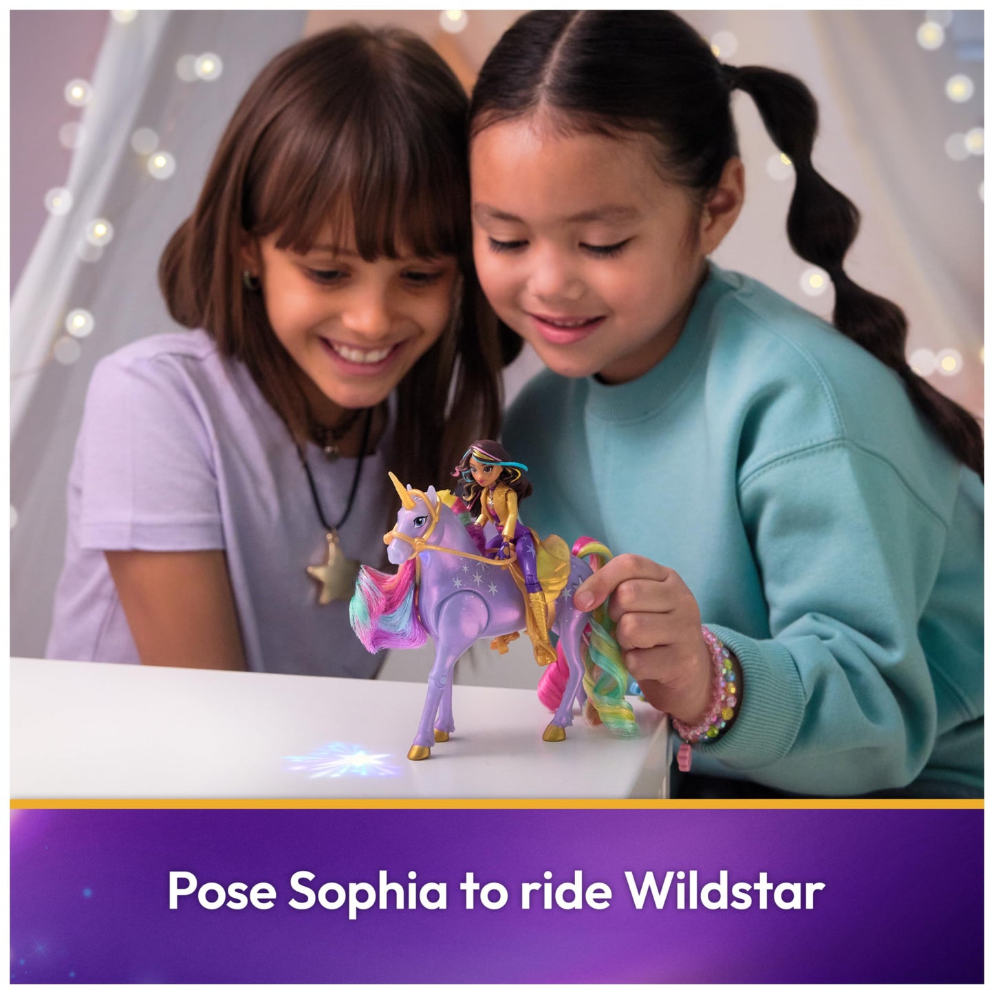 Unicorn Academy, Sophia & Light Magic Wildstar with Rainbow Light-up Effects, 2 Riding Accessories, Dolls & Unicorn Toys for Girls Ages 4 and up