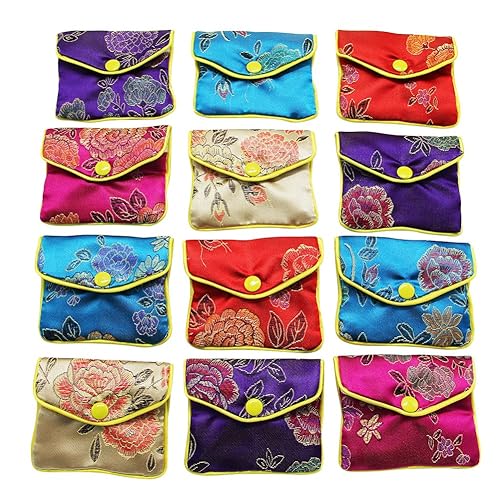 MorTime Jewellery Jewelry Silk Purse Pouch Gift Bags, Multiple Colors, Pack of 12, 4×3.15in, Medium