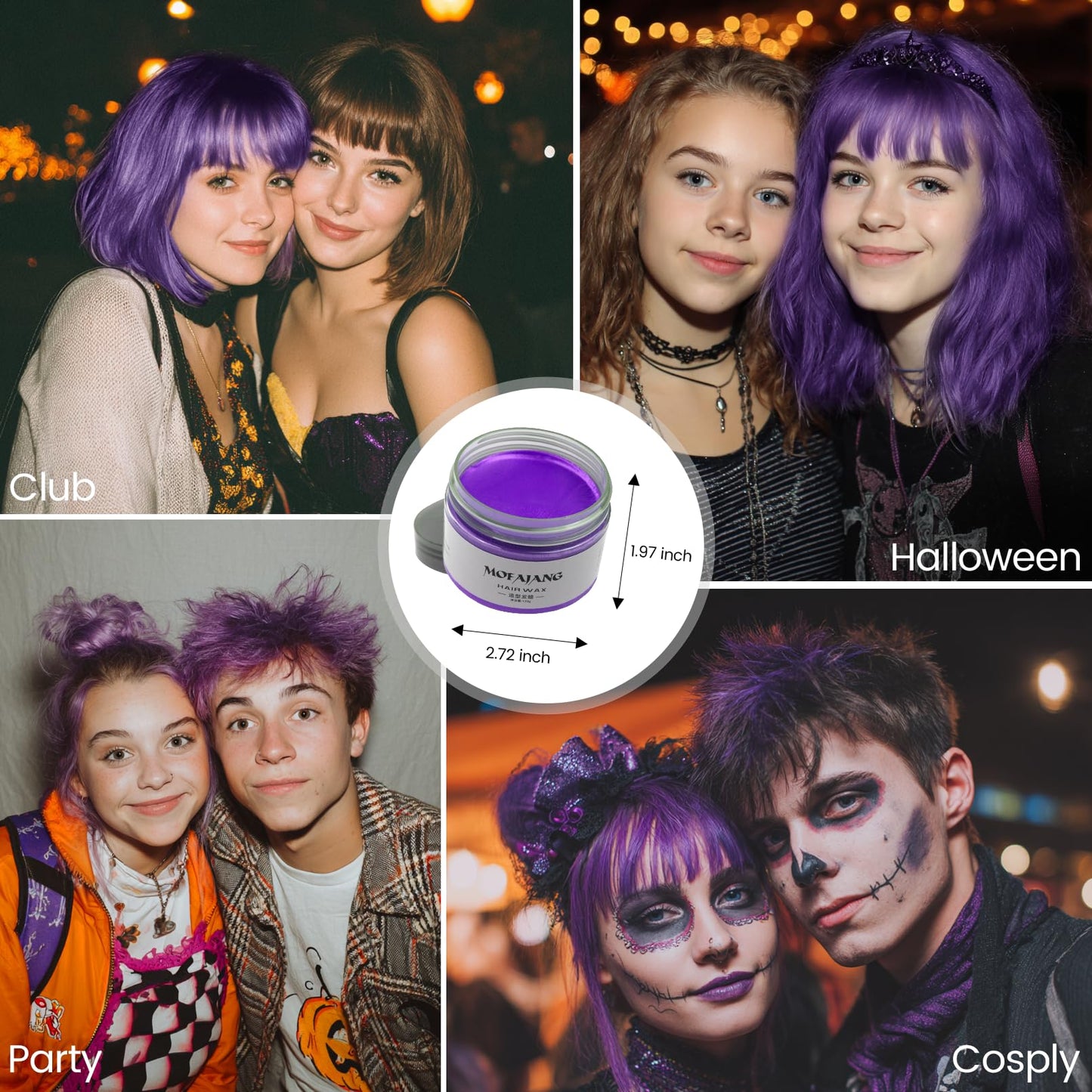 SOVONCARE Purple Hair Color Wax 4.23 oz – Temporary Washable Hair Dye for Men & Women | Strong Hold Styling Clay for Party, Cosplay & Daily Use