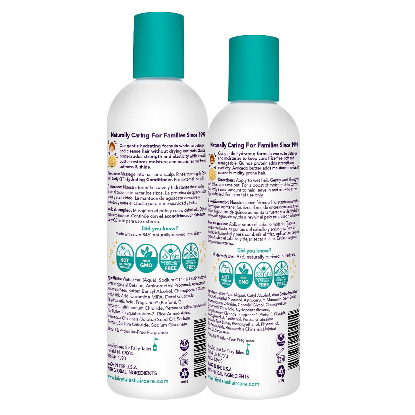 Fairy Tales Curly Q Kids Shampoo & Conditioner Set – Hydrating, Paraben/Sulfate/Gluten/Nut Free, For All Curl Types, 12oz + 8oz (2 Pack)