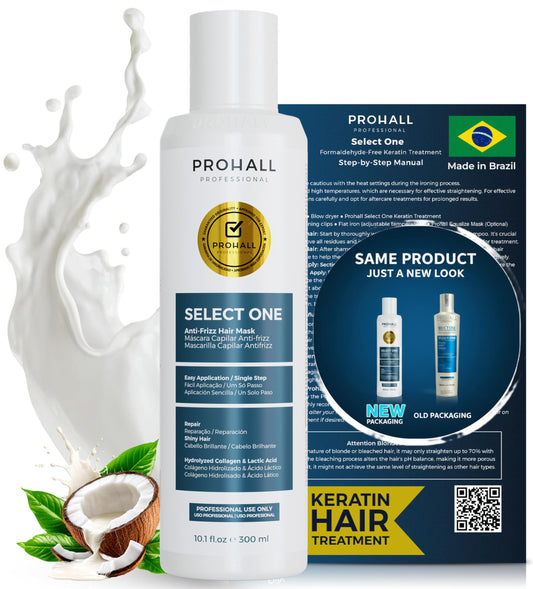 PROHALL Select One Brazilian Keratin Treatment 10.1oz | Formaldehyde-Free Blowout Complex | Smooth, Straighten & Repair Hair at Home