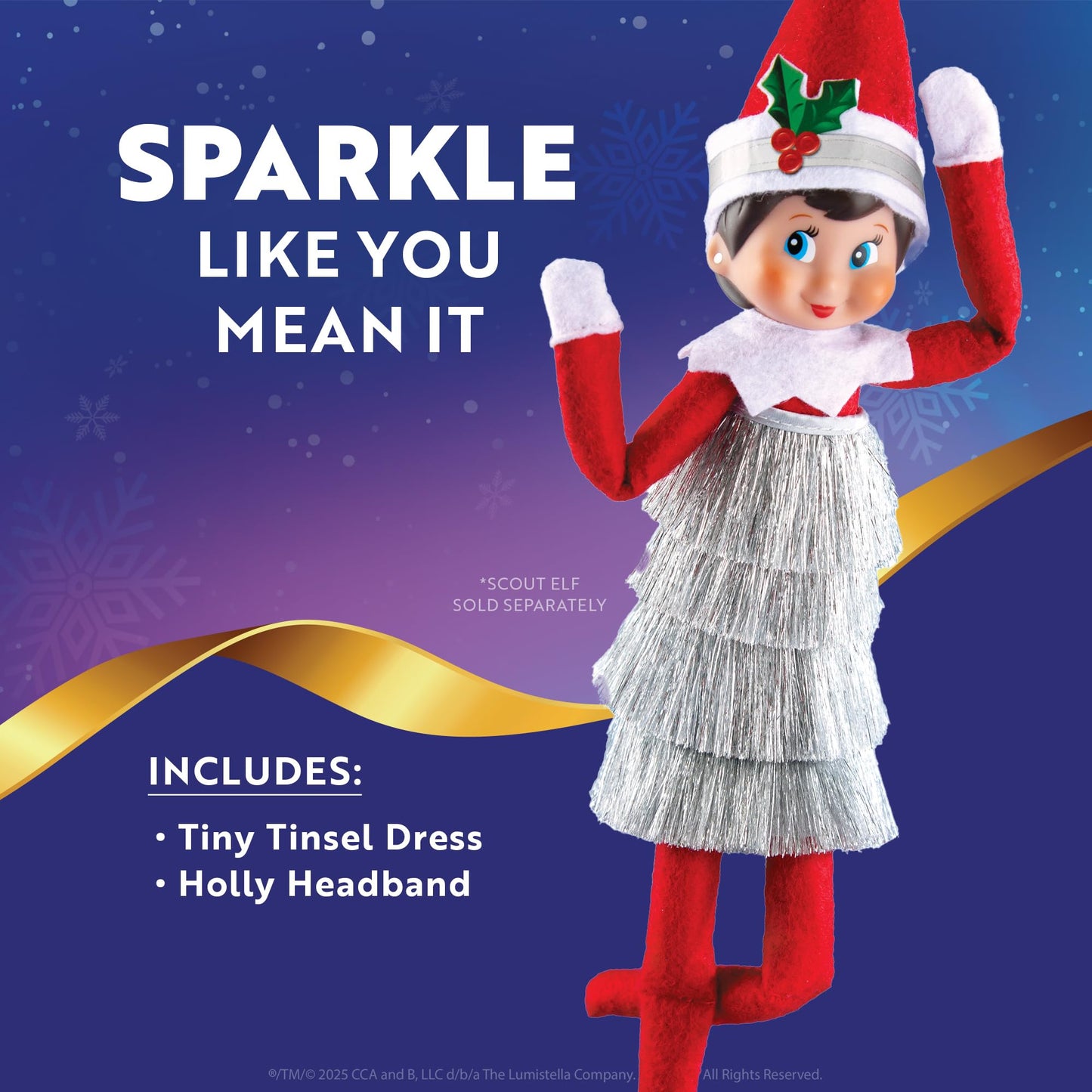 The Elf on the Shelf Claus Couture Collection Tiny Tinsel Dress - Dazzling Vintage Elf Dress - Scout Elf Not Included