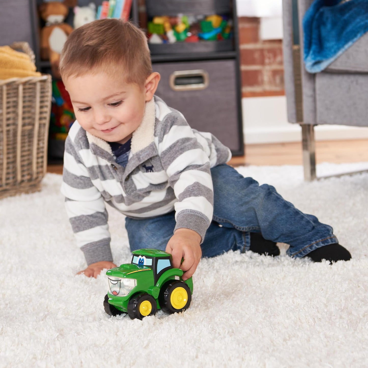 TOMY John Deere Johnny Tractor 2-in-1 Kids Flashlight & Toy Tractor with Free Rolling Wheels, Officially Licensed, Ages 18+ Months