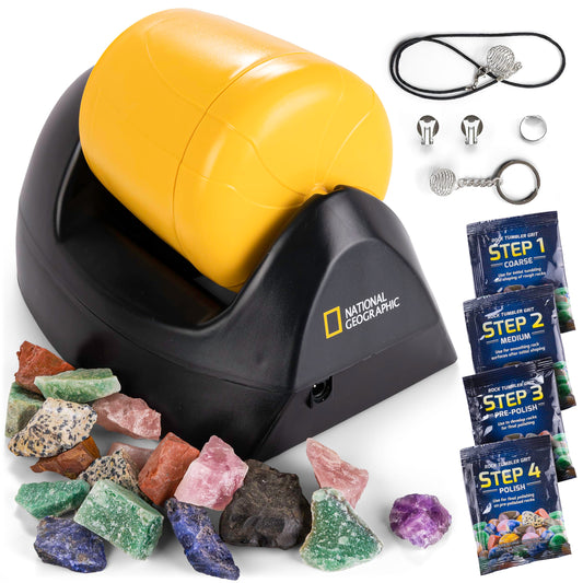 National Geographic Rock Tumbler Kit for Kids – Durable Leak-Proof Polisher, Complete Geology & Science Kit with Rocks & Crystals