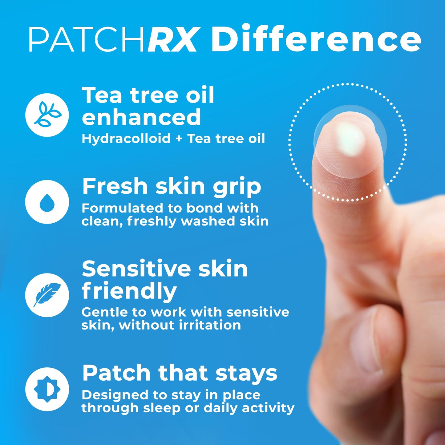PatchRx Hydrocolloid Pimple Patches for Face (120) with Tea Tree Oil – Acne Dots & Zit Stickers for Clear Skin
