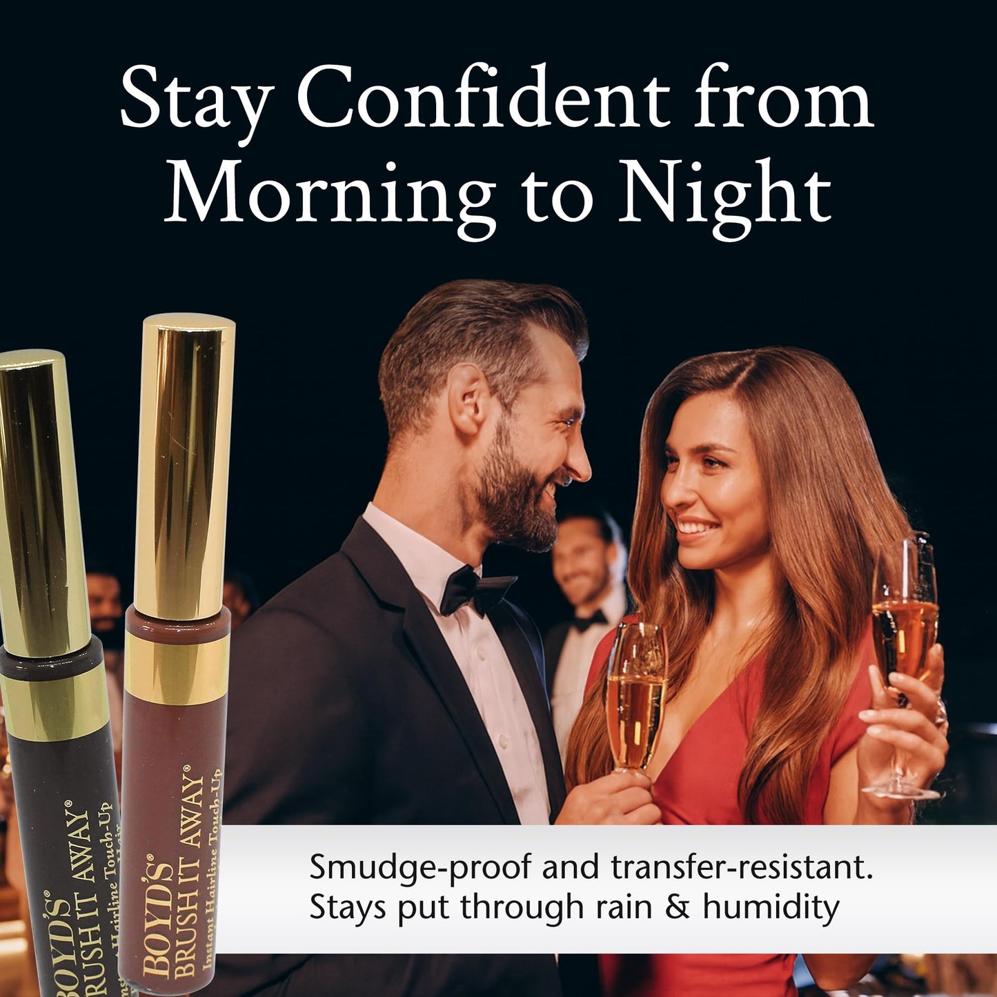 Boyd’s Brush It Away Grey Hair Root Touch Up | Temporary Hair Color Mascara for Women & Men | Quick-Dry, Water-Resistant, Light Brown