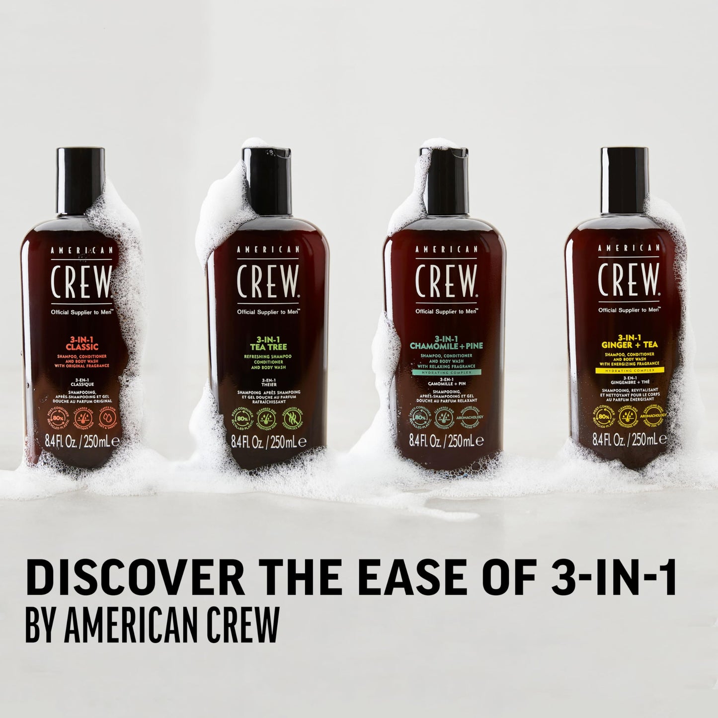 American Crew Shampoo, Conditioner & Body Wash for Men, 3-in-1, 33.8 Fl Oz