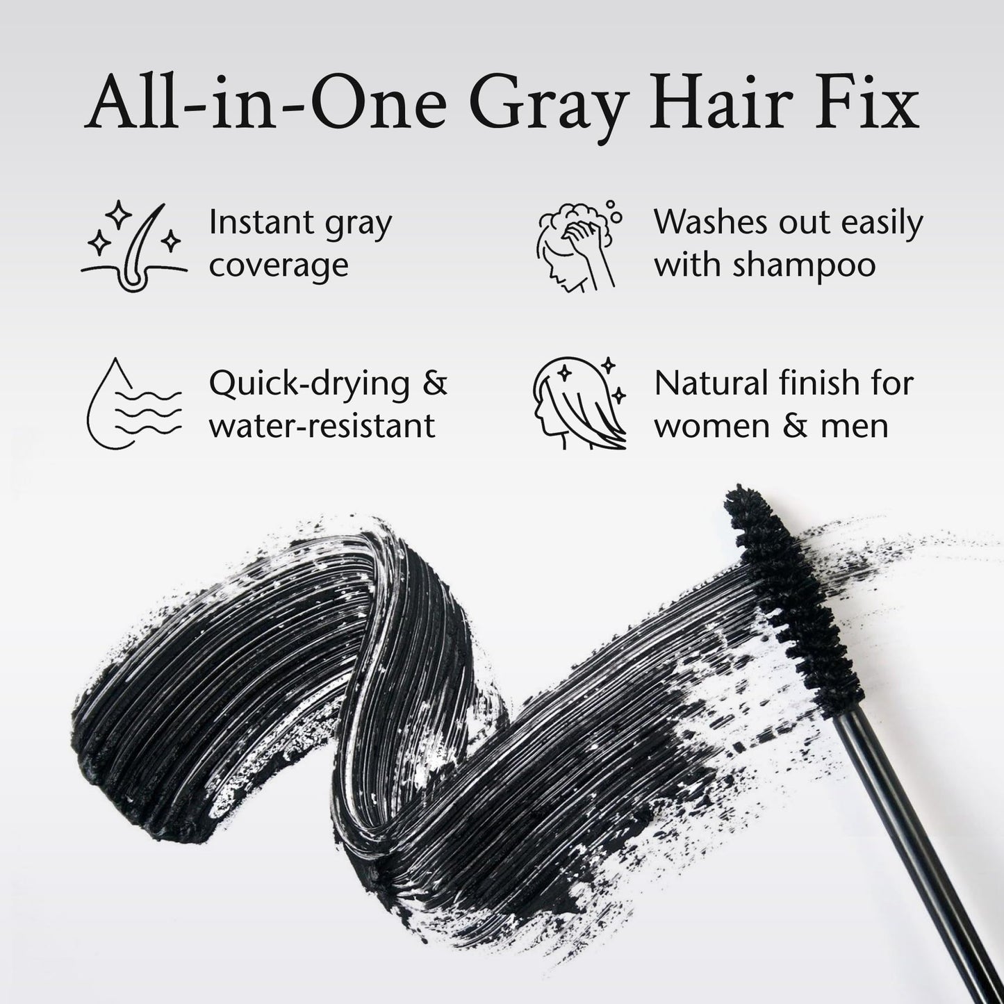 Boyd’s Brush It Away Grey Hair Root Touch Up | Temporary Hair Color Mascara for Women & Men | Quick-Dry, Water-Resistant, Light Brown
