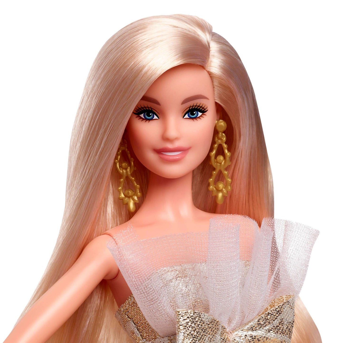 Barbie Signature 2025 Holiday Blonde Fashion Doll Wearing Silver & Gold Gown, Seasonal Collector in Displayable Packaging & Stand