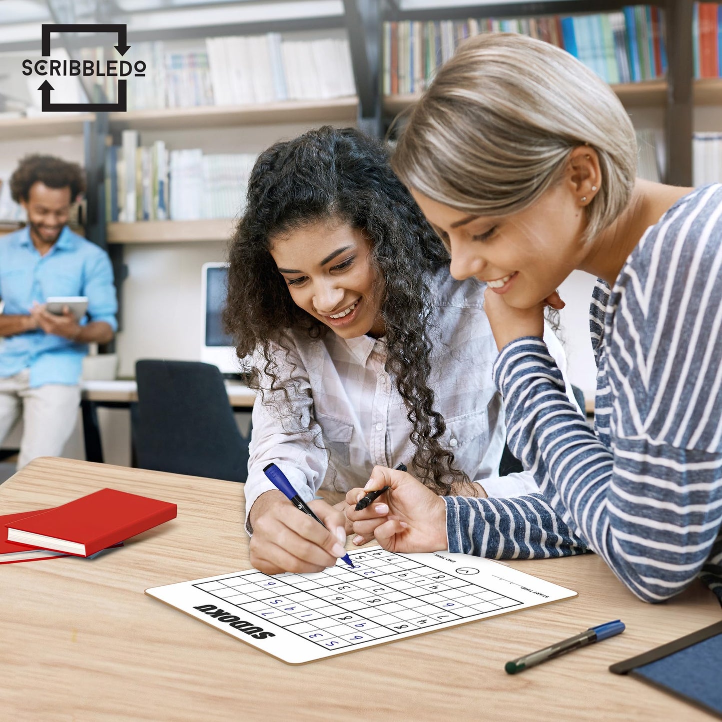 SCRIBBLEDO Dry Erase Sudoku for Kids Sudoku Puzzles for Adults All Ages 9”x12” White Board Easy Hard Sudoku Math Educational Game Whiteboard