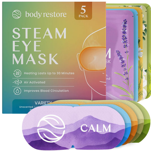 Body Restore Heated Eye Mask 5 Pack – Self-Heating Warm Compress for Dry Eyes, Relaxation, Stye Treatment, Gifts & Stocking Stuffers