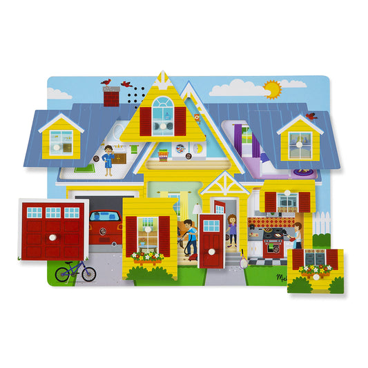 Melissa & Doug Around The House Sound Puzzle - Wooden Peg Puzzle (8 pcs)