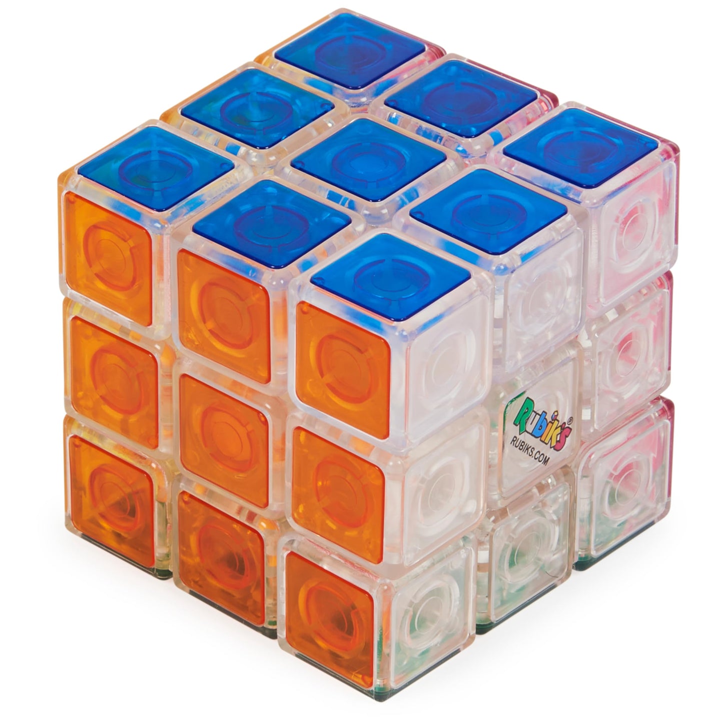 Rubik’s Crystal Cube 3x3 Transparent Puzzle – Color-Matching Brain Teaser, Twisting Fidget Toy & Sensory Game for Kids, Teens & Adults 8+