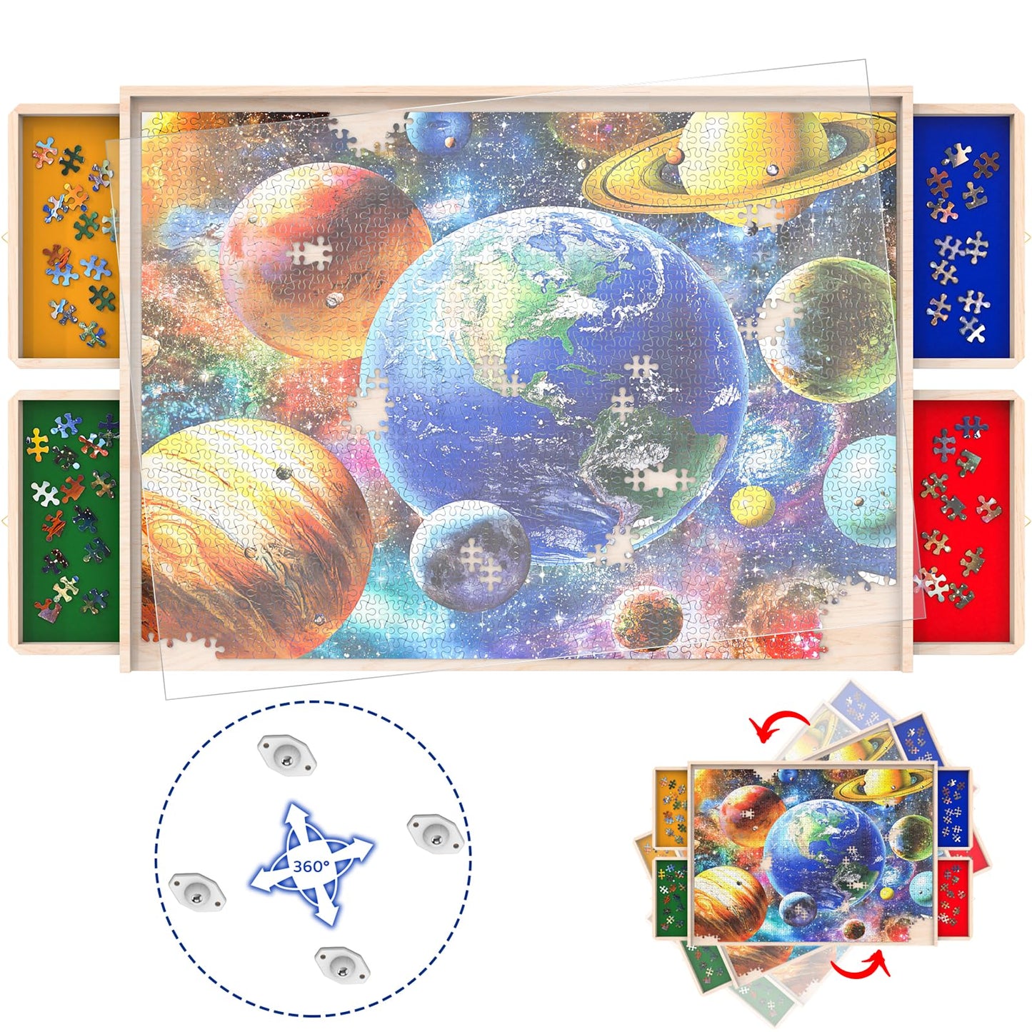 Wooden Peg Puzzle – Sea Creature Chunky Baby Puzzle with 11 Colorful Pieces, Shape & Animal Knob Board for Educational Toddlers 18+ Months