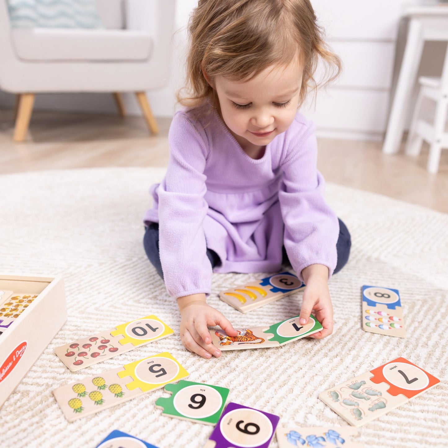 Melissa & Doug Self-Correcting Wooden Number Puzzles with Storage Box (40 pcs)