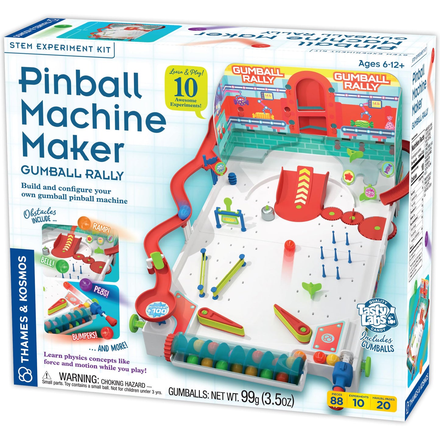 Thames & Kosmos Pinball Machine Maker STEM Kit – Build Reconfigurable Pinball, Learn Physics, Motion, Gravity & Simple Machines, Includes Gumballs
