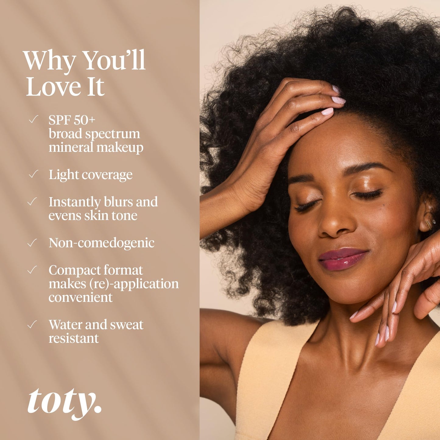 Toty by Sofia Vergara Ilumina CC Cream Compact SPF 50+ Mineral Tinted Sunscreen - Matte, Light Coverage, Water & Sweat Resistant, 3W