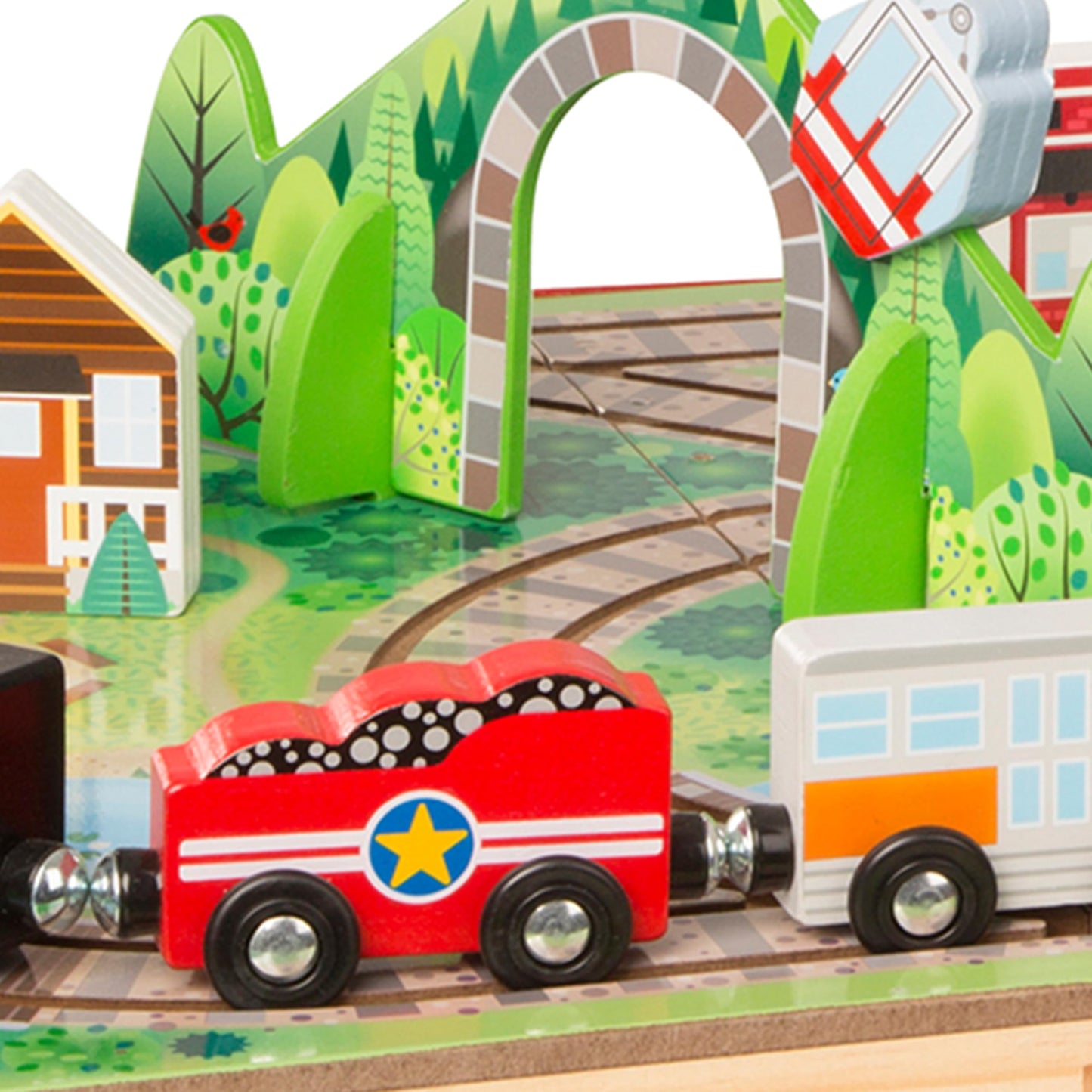 Melissa & Doug Take-Along Railroad Playset with Wooden Trains, Animals & Scenery, Preschool Learning Toy for Boys & Girls 3+, FSC Certified