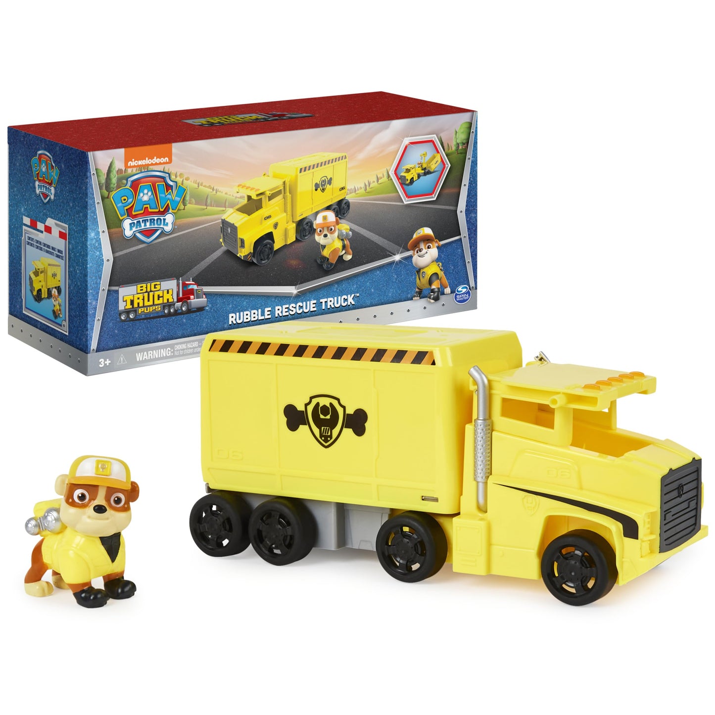 Paw Patrol, Big Truck Pup’s Rubble Transforming Toy Trucks with Collectible Action Figure, Kids Toys for Ages 3 and up