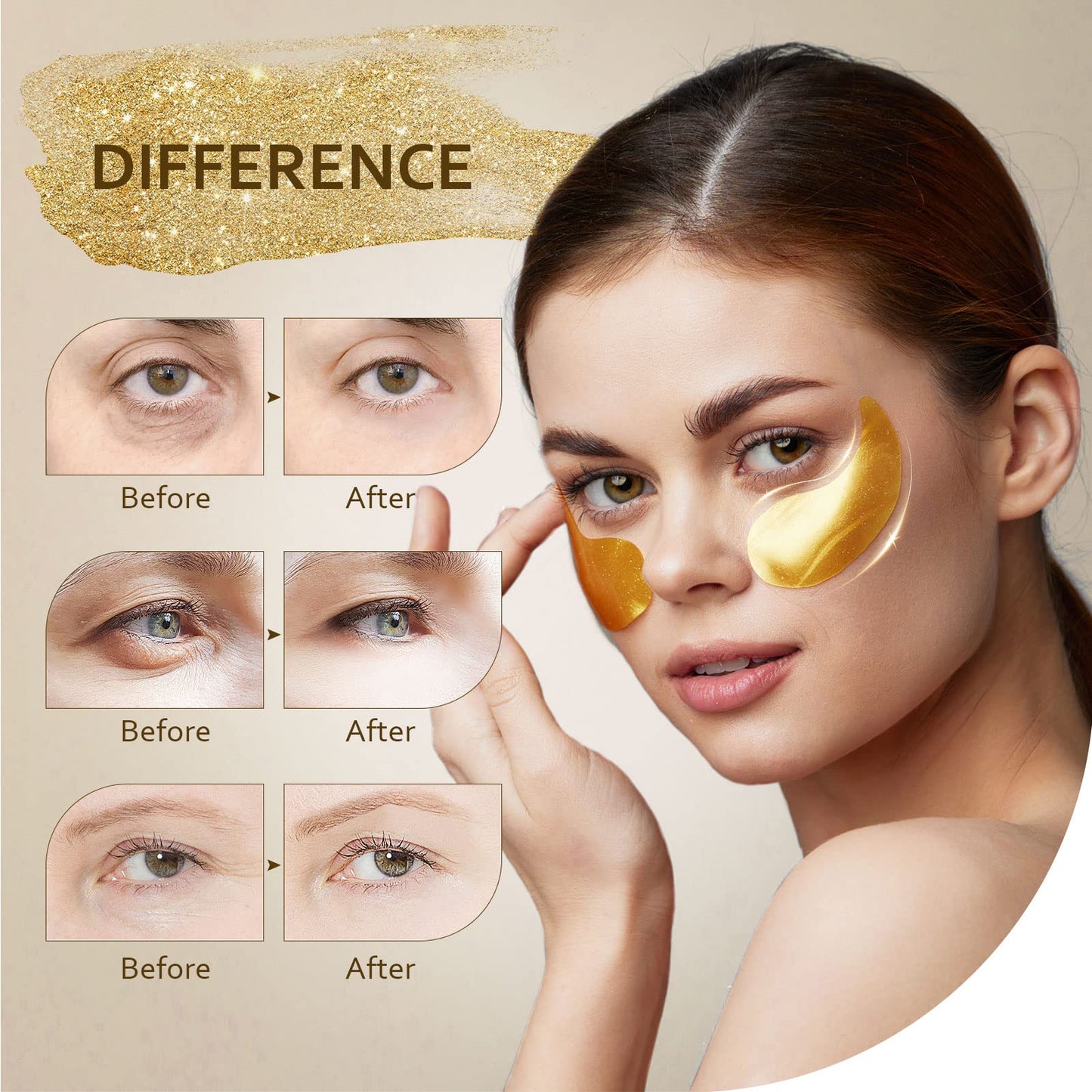 Taimand 24K Gold Under Eye Patches (30 Pairs) – Collagen Eye Mask for Puffy Eyes, Dark Circles, Bags & Wrinkles, Refreshes & Revitalizes Skin